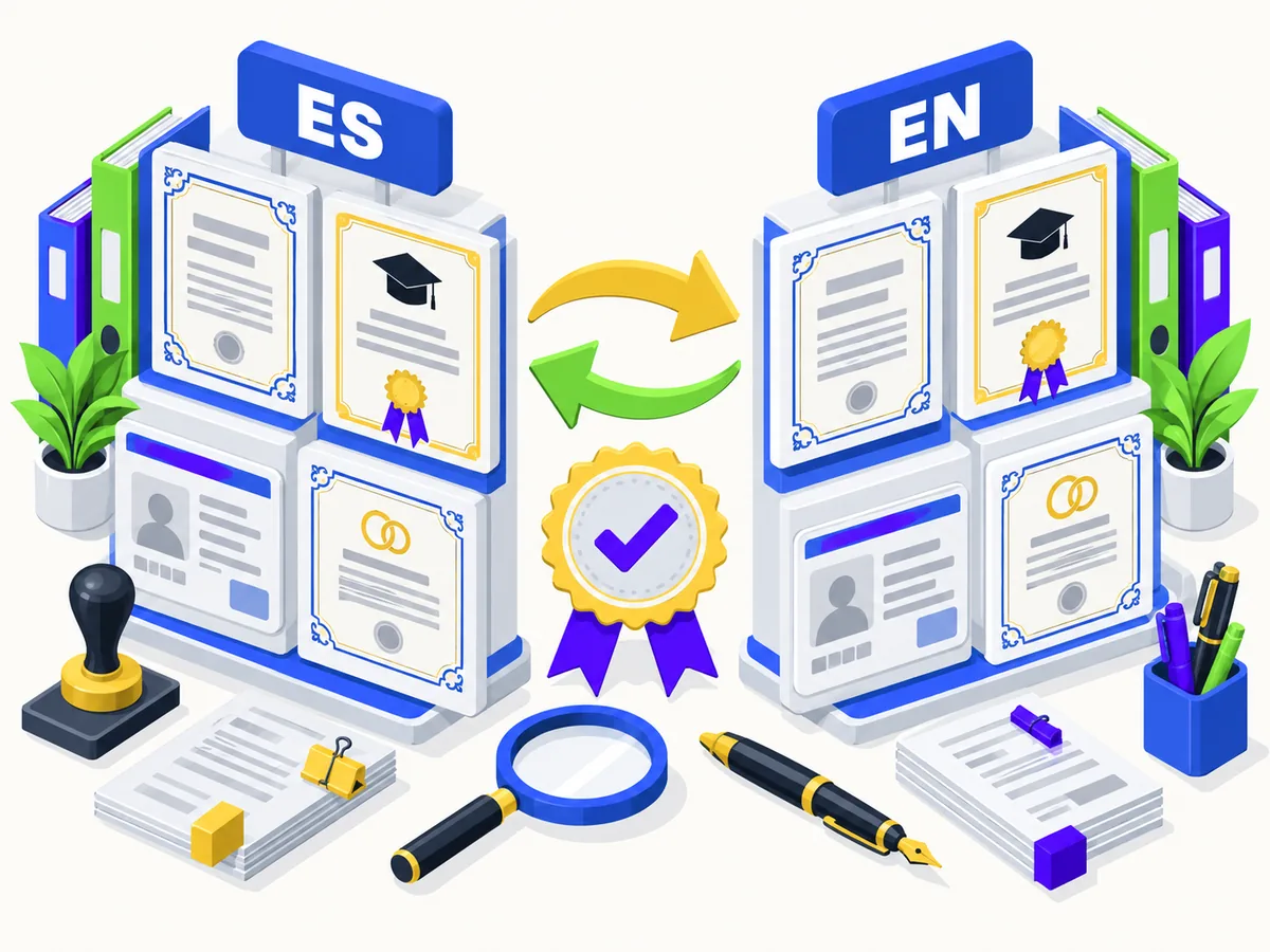 Ilustración del servicio: Traducciones certificadas